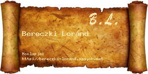 Bereczki Loránd névjegykártya